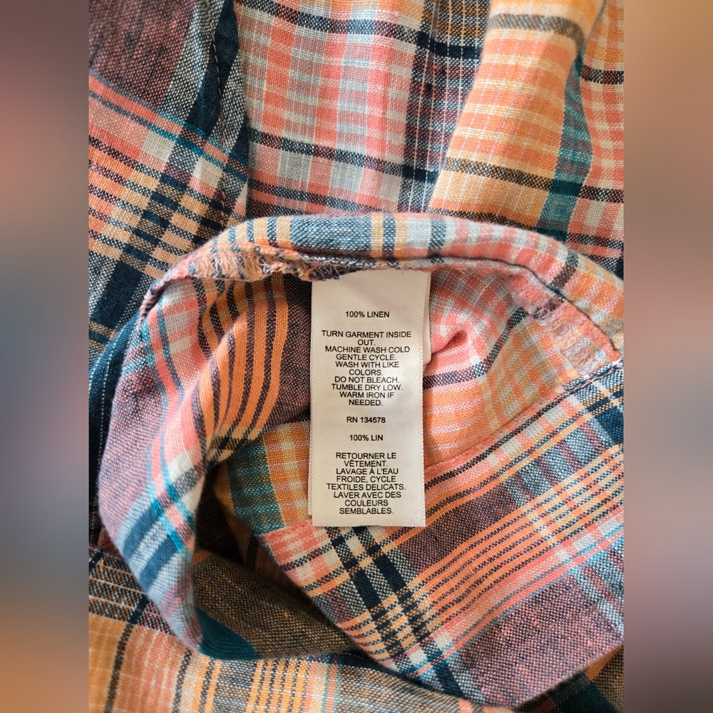 NWT VINEYARD VINES Size:XS  Plaid Pink and Blue Linen Dress - Picture 7 of 8